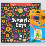 Ema Kitap Büyükler İçin Boyama Kitabı ve 12'li Bic Boya Kalemi Renkli Eğlenceli Set
