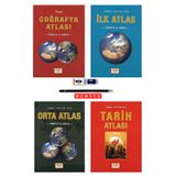 Ema Kitap Coğrafya - Tarih - İlk Atlas ve Orta Atlas 4'lü Set (Kalem Seti Hediyeli)