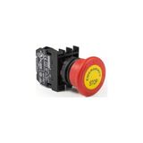 Emas B Serisi Plastik 1nc Acil Stop 40 mm Çevirmeli Pozisyon Gösterge + Etiketli Kırmızı 22 mm Buton B200EEG