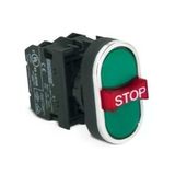 Emas B121B30YY 1NA 1NK 1NA Çıkık Stop Yeşil-Yeşil Üçüz Buton