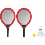 Ematcrt Badminton Seti ve Soft Tenis Topu - Rkt-35 - Kırmızı (Lisinya)