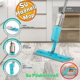 Emay Home Ev Ofis Işyeri Superbright Cam Duvar Parke Zemin Silme Temizleme Püskürtmeli Su Hazneli Mop Sprey Mop - 1 Adet