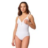 Emay Kadın Sırt Destekli Üstten Açılabilen Emzirme Body 2944, Beyaz, 2XL
