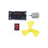 EmAyCenter Hobi Motor Deney Seti DC Motor, Anahtar, Pil Yatağı, Pervane Set