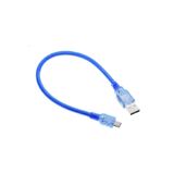 EmAyCenter Mini USB Type-B 30 cm Veri ve Şarj Kablosu Şeffaf Mavi Arduino Nano Uyumlu