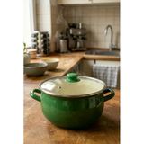 Emaye Derin Bombeli Yoğurt Tenceresi 24 Cm 5 Litre Yeşil 2406-C