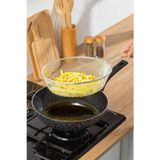 Emaye Granit Lüks Wok Tava Seti – 26 cm, Yanmaz Yapışmaz, Fritöz Sepetli