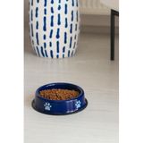 Emaye Kedi Köpek Mama Ve Su Kabı Pati Desen,Cobalt