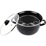 Emaye Kızartma Tenceresi Siyah Kırçıllı 24 cm -69115 - Renkli