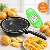 Emaye Market Emaye Cips Sebze Patates Kızartma Telli Fritöz Wok Tava 26 cm Patates Meyve Dilimleyici Hediyeli
