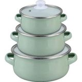 Emaye Mini 3'lü 12-14-16 cm Yeşil Tencere Seti