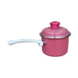 Emaye Yumurta Haşlama Sos Mama Tavası 12 cm 800ML Kırmızı Kapaklı