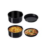 emayecim Air Fryer Sulu Yemek Tenceresi ve Pizza Tepsisi 2'li Set, 22 cm, Siyah, Emaye