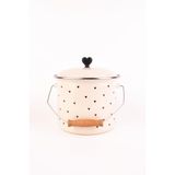 EMAYlab Black Cupid Kalp Desenli Emaye Yoğurt/bakliyat Bakracı (20CM-3 LİTRE-TÜM OCAKLARLA UYUMLU)