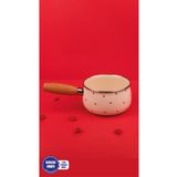 EMAYlab Cupid Ahşap Saplı Kalp Desenli Emaye Sos Tavası 16cm 1,3 Litre (İNDÜKSİYON DAHİL TÜM OCAKLARA UYGUN)