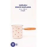 Emaylab Cupid Emaye Ahşap Saplı Cezve (500ML-6 Kişilik) - Krem