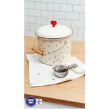 EMAYlab Cupid Kalp Desenli Emaye Yoğurt/bakliyat Bakracı (20CM-3 LİTRE-TÜM OCAKLARLA UYUMLU)