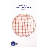 Emaylab Cupid Kareli Emaye 21 cm Pasta Tabağı