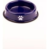 Emaylab Emaye Kedi Köpek Mama ve Su Kabı Pati Desen Lacivert