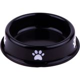 Emaylab Emaye Kedi Köpek Mama ve Su Kabı Pati Desen Siyah