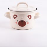 Emaylab Little Bear Mini Bebek Tenceresi Antibakteriyel Emaye 12 cm 850 ml Krem Renk