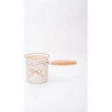 Emaylab Rebel Bow Ahşap Saplı Emaye Cezve (500ml - 6 Kişilik) - Bej