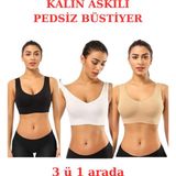 Emba Butik 3 Lü Kalın Askılı Pedsiz Toparlayıcı Sütyen Korse Spor Sütyen Büstiyer Üçlü Set