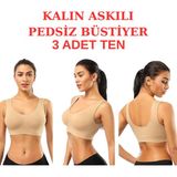 Emba Korse 3'Lü Paket Göğüs Toparlayıcı Kalın Askılı Pedsiz Sütyen Korse Spor Sütyen Büstiyer Yarım Atlet