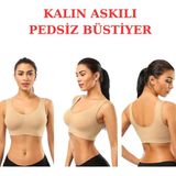 Emba Korse Göğüs Toparlayıcı Kalın Askılı Pedsiz Sütyen Korse Spor Sütyen Büstiyer Yarım Atlet - Ten Rengi - L - XL