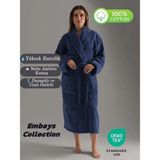 Embays Collection Bukle Bornoz, Şal Yaka Bornoz ,%100 Pamuklu Kadın / Erkek Unisex Bornoz - XL - Lacivert