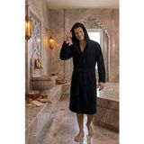 Embays Collection Kapüşonlu Bornoz ,bukle Bornoz, %100 Pamuklu ,hamam Sauna Bornoz Kadın / Unisex Bornoz - Siyah