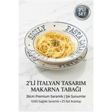 EMBazaar 2’Li Makarna,salata Tabağı 26 Cm,çukur Tabak,makarna Sunum Tabağı,Hediyelik Tabak