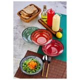 EMBazaar 4'lü Renkli Mini 20 cm Salata Tabağı/Makarna Tabağı/Çukur Tabak/Salata ve Makarna sunumluk tabak