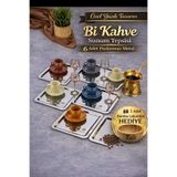 EMBazaar 6'lı Bi kahve Metal Kahve Sunumluk,Kare Kahve tepsisi,Tepsi,Hediyelik,Tepsi,İkram Seti