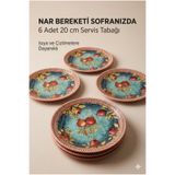 EMBazaar 6'LI Nar Bahçesi Serisi Full Desen Pasta Sunum Tabağı,Meyve Tabağı,Kahvaltı Servis Tabağı,Pasta Tatlı Tabağı,Hediyelik Set