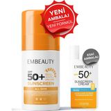 Embeauty 50 ml Ton Eşitleyici Yüz Güneş Kremi SPF50 Tüm Cilt Tipleri İçin Hibrit Formül