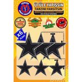 Embory Siyah Yıldız Ütü ile Yapışan Arma Yama 6 Adet Kaliteli Nakış Dokuma Aplike Patch