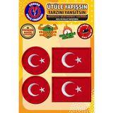 Embory Türk Bayrağı Seti Ütü ile Yapışan Arma Yama 4 Adet Nakış Dokuma Aplike Patch Kırmızı