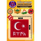 Embory Ütü ile Yapışan Arma Yama, Göktürkçe Türk Bayrağı (4 ADET) Ütüyle Yapışan Nakış Dokuma Aplike Patch