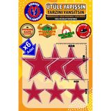 Embory Ütü ile Yapışan Arma Yama, Kırmızı Yıldız (6 Adet) Ütüyle Yapışan Nakış Dokuma Aplike Patch