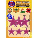 Embory Ütü ile Yapışan Arma Yama, Pembe Yıldız (6 Adet) Ütüyle Yapışan Nakış Dokuma Aplike Patch