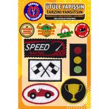 Embory Ütü ile Yapışan Arma Yama, Racing Yarış Set (5 ADET) Ütüyle Yapışan Nakış Dokuma Aplike Patch