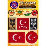 Embory Ütü ile Yapışan Arma Yama, Türk Bayrağı Seti (5 ADET) Ütüyle Yapışan Nakış Dokuma Aplike Patch