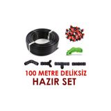 Emek 100 Metre Deliksiz Düz Damla Sulama Sistemi Ve Ek Parçaları Damlama Borusu Hortumu Bahçe Ağaç Seti