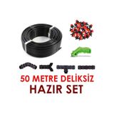 Emek 50 Metre Deliksiz Düz Damla Sulama Sistemi Ve Ek Parçaları Damlama Borusu Hortumu Bahçe Ağaç Seti