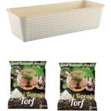 Emek Dekoratif 1 Adet 9.8 lt Rattan Balkon Saksı 2 Adet Toprak - Krem