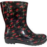 Emek Kadın Kırmızı 23 cm Çiçek Desenli Kısa Bahçe Yağmur Çizmesi EMKK809-420 - Açık - Kırmızı