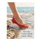 emek lastik Kadın Plastik Kaymaz Taban Kırmızı Deniz Bahçe Plaj Ayakkabısı