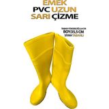 Emek Pvc Uzun Çizme Sarı Tabanı Siyah 43 Numara - Sarı - Siyah