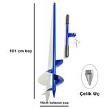 Emek Toprak Burgusu (MONTAJLI KOLLU) Su Sondajı-direk-fidan Dikme Aparatı 101 Cm Boy 15 Cm Helezon